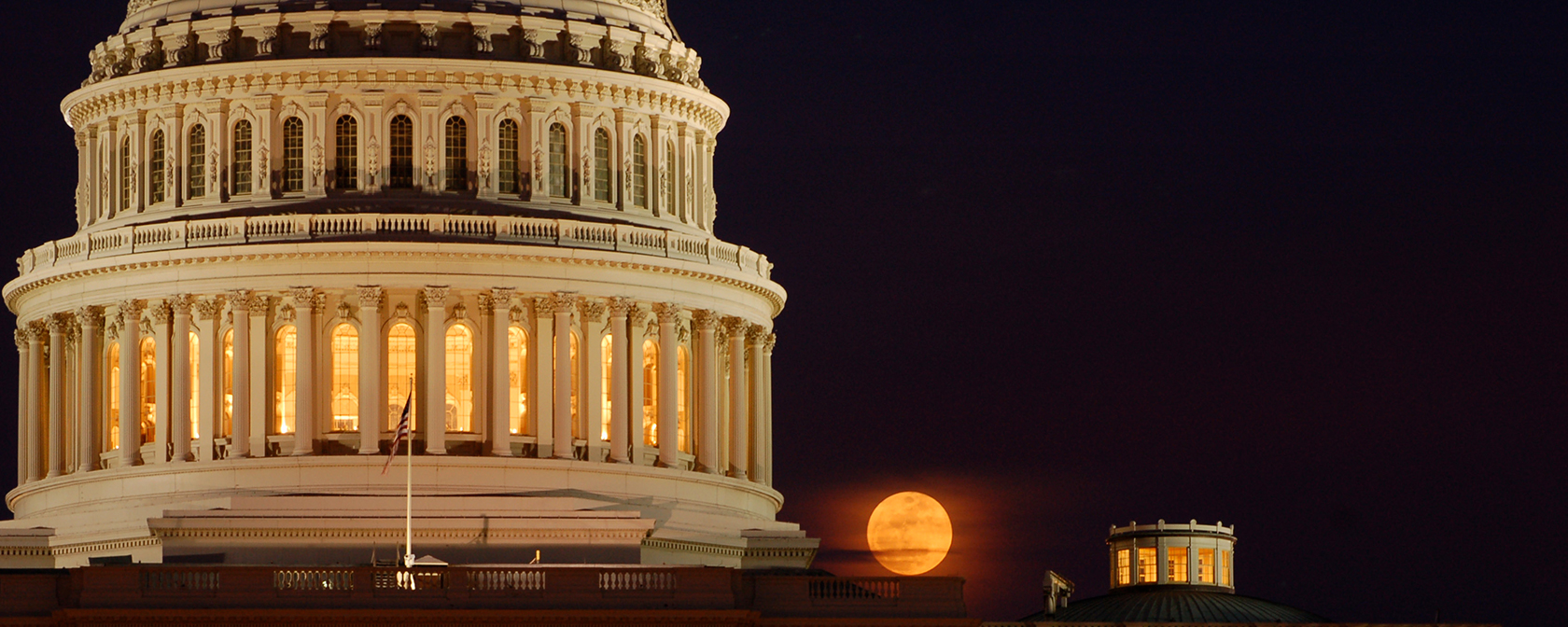 Capitol with harvest moon