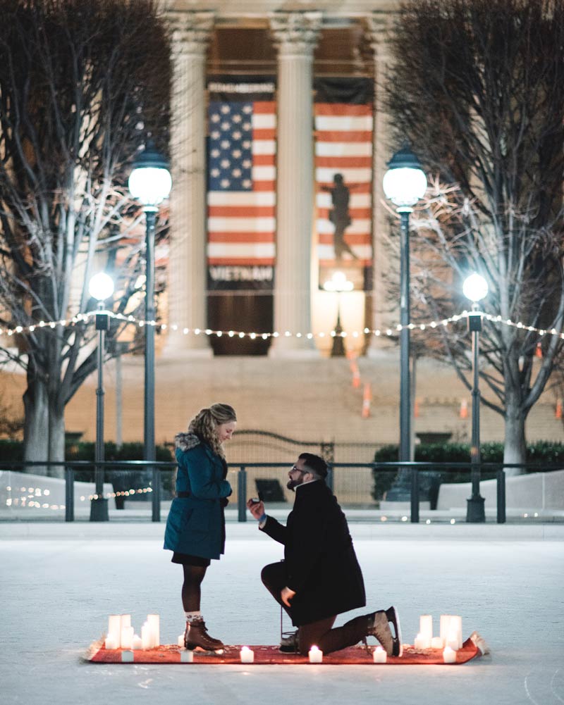 @mollyscottphoto - Proposal at the National Gallery of Art Sculpture Garden Skating Rink - Romantic Places in Washington, DC