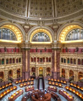 Library of Congress Main Reading Room in the Thomas Jefferson Building - Largest Library in the World in Washington, DC