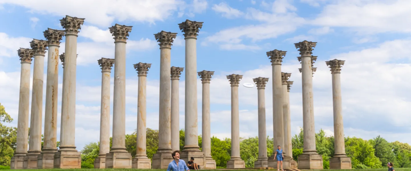 People outside at the National Arboretum