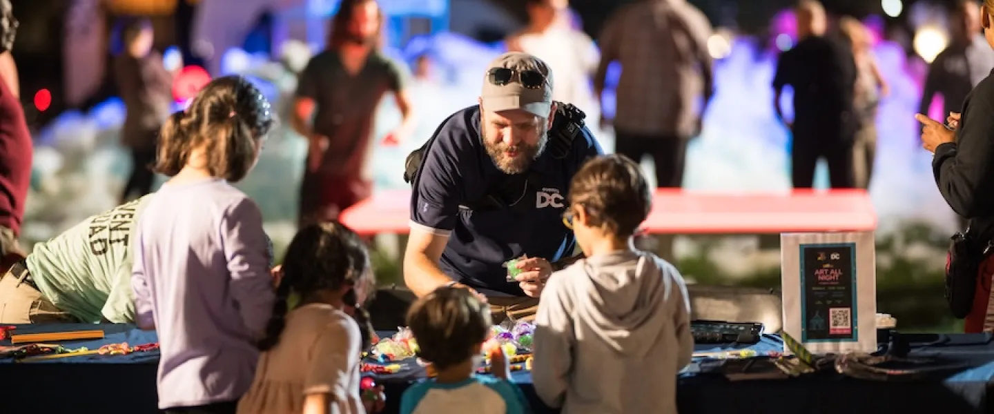 Families and children take part in hands-on activities during DC’s Art All Night festival.