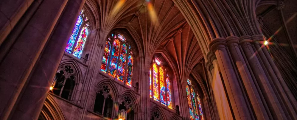 National Cathedral interior and stained glass