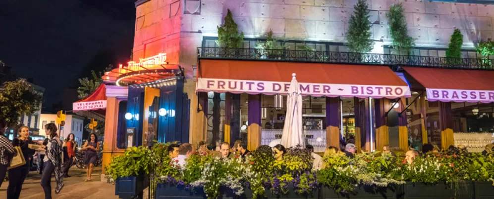 Nighttime patio dining at Le Diplomate on 14th Street - Stephen Starr Restaurant in Washington, DC