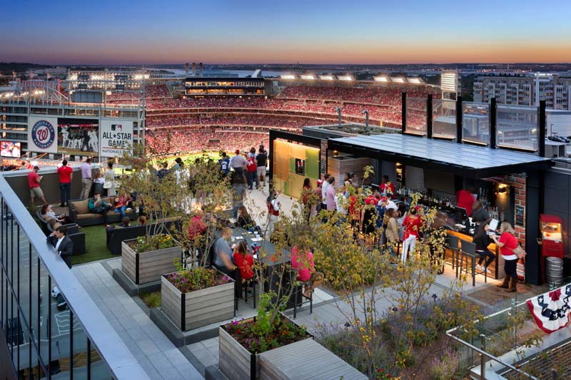 Top of the Yard rooftop bar next to Nationals Park - Rooftop bar in DC's Capitol Riverfront neighborhood